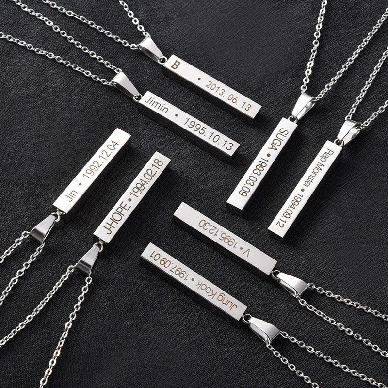 Bangtan Steel Birth Date Necklace