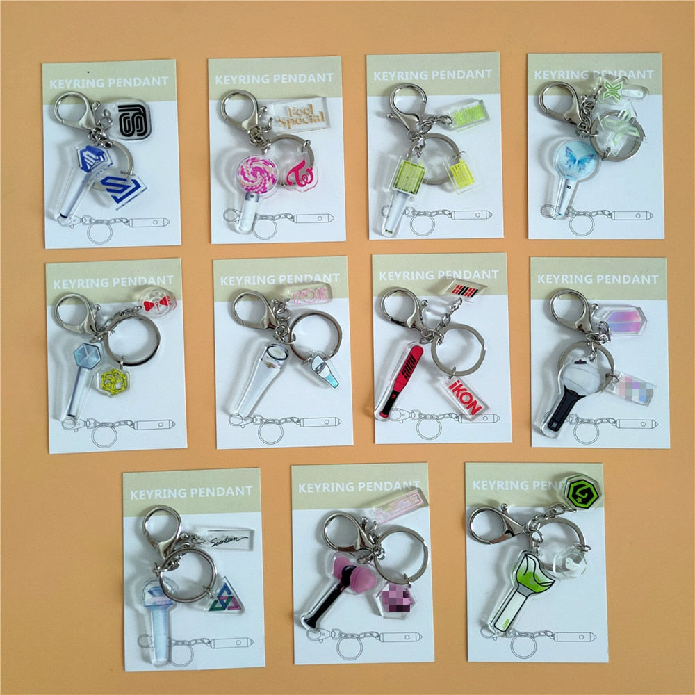 KPOP NCT, IZONE, Red Velvet, IKON, Produce 101, MONSTA X, BTS, EXO, TWICE, SUPERM, IU, TxT, BLACKPINK, ATEEZ, MAMAMOO, STARYKIDS, GOT7, APINK, SEVENTEEN, X1 Keychains
